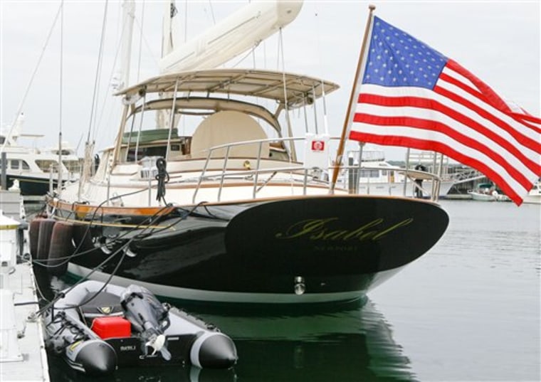 "Isabel," the 76-foot yacht owned by Democratic Sen. John Kerry of Massachusetts, is undergoing repairs at the Hinckley shipyard in Portsmouth, R.I., Friday, July 23, 2010. 